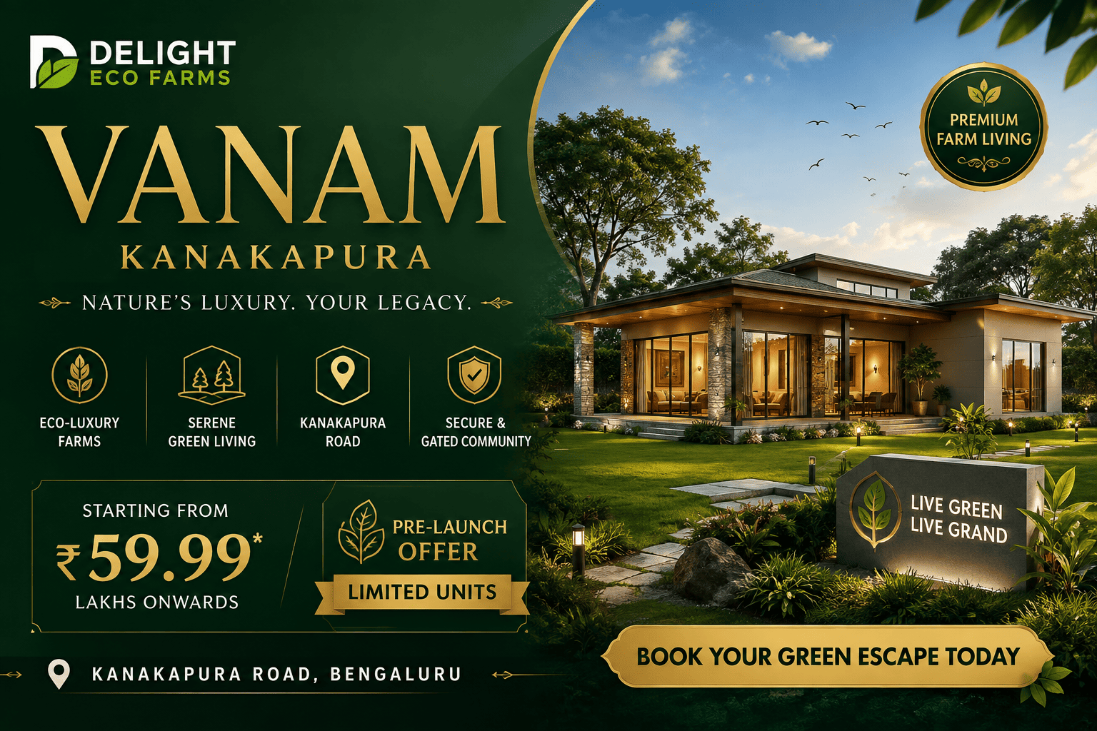 Delight Eco Farms Vanam - Luxury Apartments Kanakapura